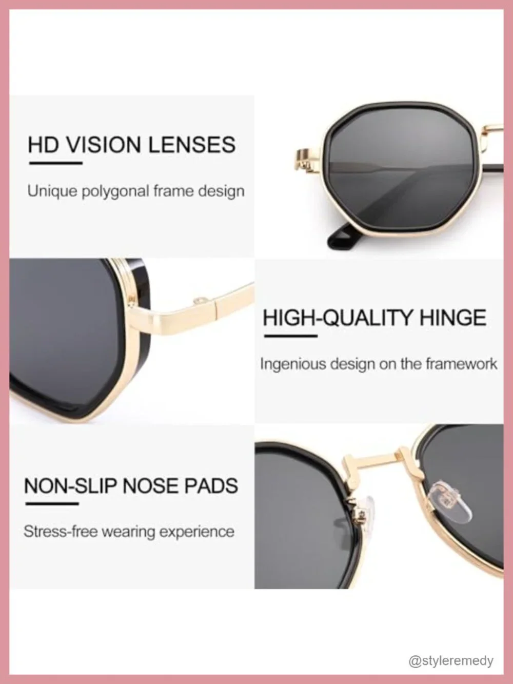 Large Trendy Retro Octagon Metal Frame Gradient UV400 Protection Sunglasses